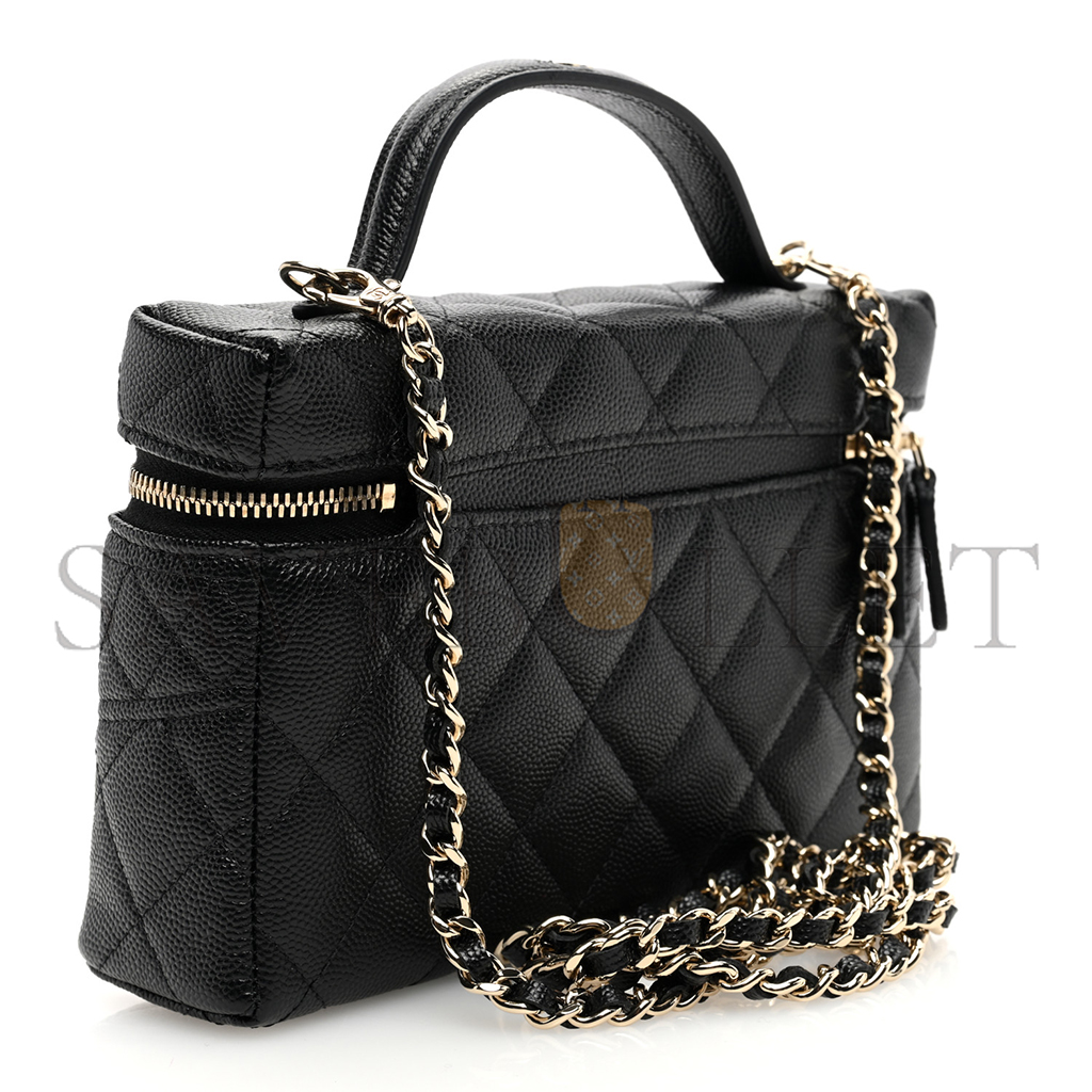 Ch*el caviar quilted long cc vanity clutch with chain black (19.5*17*5cm)